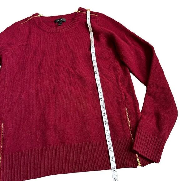 J. Crew wool red maroon sweater with gold zippers - Picture 6 of 7